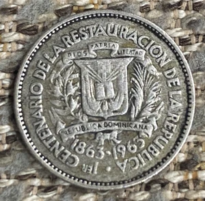REPUBLICA DOMINICANA MONEDA PLATA 1963 10 CENTAVOS - Picture 1 of 2