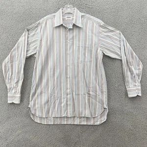 Lorenzini Made in Italy Orange Blue Yellow White Multi Stripe Dress Shirt 16 - Picture 1 of 14