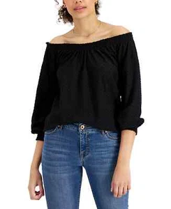/LX005/ Top negro texturizado con hombros descubiertos Style & Co talla L $49,50 - Imagen 1 de 1