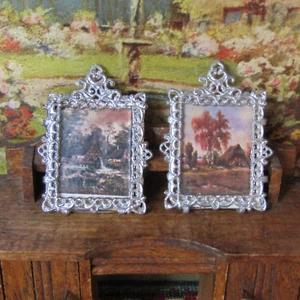 Antique Dollhouse PICTURE FRAME German Victorian Soft Metal Painting Print Lot - Picture 1 of 11