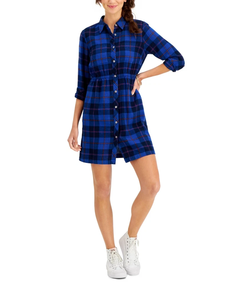 MSRP $60 Style & Co Cotton Plaid Shirtdress Size XS - Image 1 of 1
