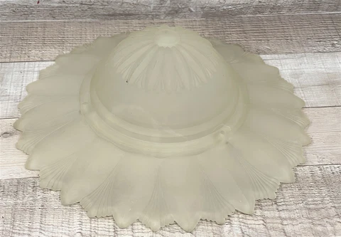 Vintage Frosted Glass 3 Hole Ceiling Light Shade Relacement 11.25" Art Deco Cover