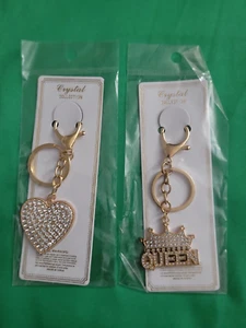 Colección Cristal Reina y Corazón G Llaveros Nuevo Regalo Lote de 2 Accesorios de Moda - Imagen 1 de 3
