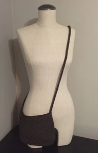 Vintage Umhängetasche Ende 90er/Anfang 00er braun gehäkelt La Rue - Bild 1 von 6