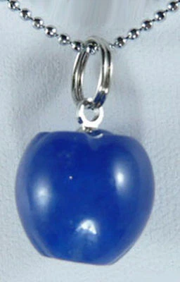 Bonito colgante de manzana enchapado en oro blanco de jade azul y collar de cadena gratis Foto 1 de 4