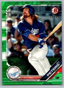 2019 Bowman Prospects Green /99 DJ Peters #BP-124 Los Angeles Dodgers