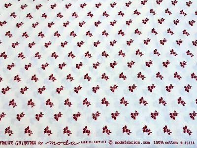 Moda FABRICS Civil War Repro REDWORK GATHERINGS Dk Red Primitive Gatherings FQ - Image 1 of 2