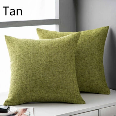 2X Large Plain Linen Cushion Covers Pillow Cases Home Sofa Car Bed Decor Modern - Image 1 of 4