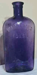 Antique 1/2 Pint Warranted Flask Pre Depression Purple Irradiated Glass Bottle - Bild 1 von 7