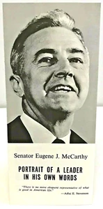 Folleto de la campaña 1968 Eugene McCarthy Guerra de Vietnam Derechos civiles demócrata - Imagen 1 de 3