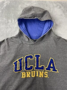Vintage UCLA Hoodie Sweatshirt Mens Large Stitched 90s Y2K Gray Distressed - Picture 1 of 19