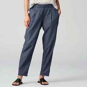 Eileen Fisher Denim Tapered Ankle Pants 3X Plus Pull On Elastic Waist NEW NWT