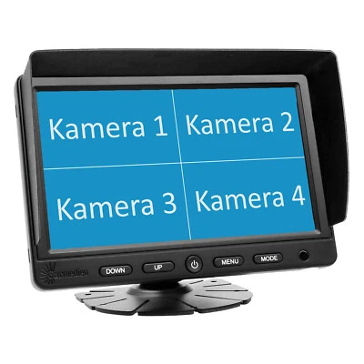 7 Zoll Profi Monitor Quad Bildschirm für 4 Kameras 12V 24V Wohnmobil LKW Split - Bild 1 von 4
