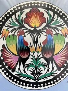 Roma’s Polish Paper Cut Outs Art Piece Colorful Roosters Signed Framed - Picture 1 of 7