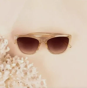 RACHEL ZOE Nina CatEye Classic Sonnenbrille Nude Kristall Braun Leicht Oversized - Bild 1 von 6