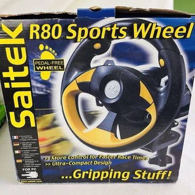 Saitek R80 Sports Pedal Free Wheel PC Racing Wheel New In Opened Box Never Used - Image 1 of 4