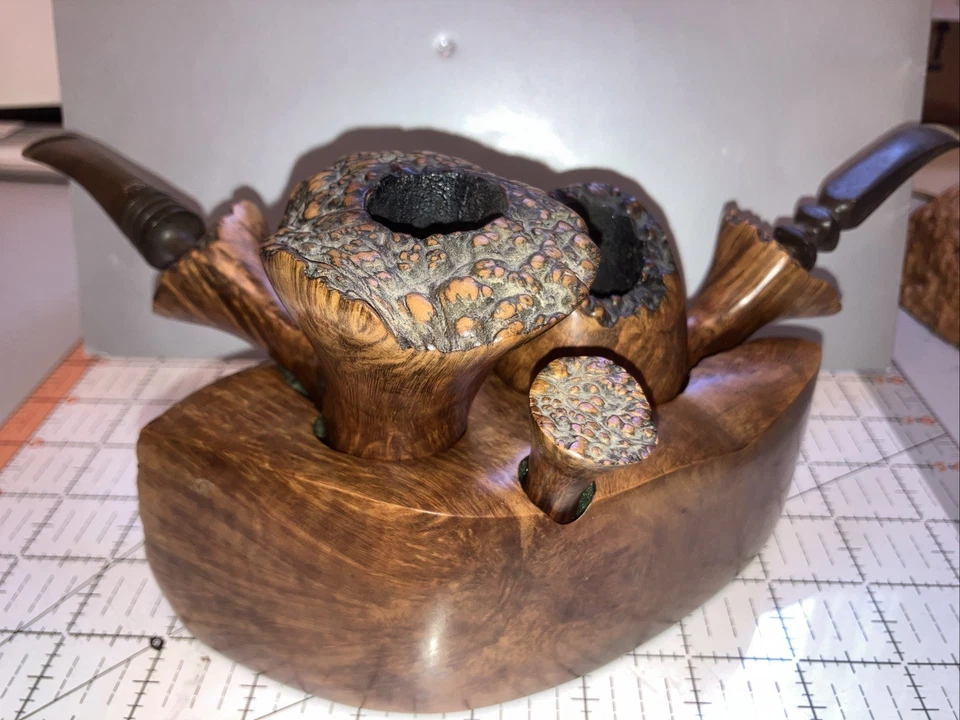 INCREDIBLE (2) Sven Lar Estate Pipe Set w/Caddy & Tamper Hand Made 2 FAS Denmark - Image 1 of 4