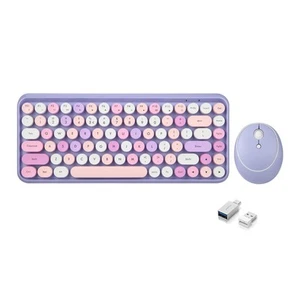 PERIDUO-713PP Wireless Mini Keyboard and Mouse Combo - Retro Round Key Caps -... - Picture 1 of 8