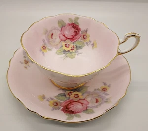 Vintage Paragon Pale Pink Cabbage Rose Double Warrant Cup & Saucer England - Picture 1 of 12