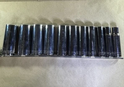CRAFTSMAN INDUSTRIAL DEEP 12 PT 1/2” DRIVE SAE SOCKET SET 11 G2-K-K2 SOCKETS USA - Image 1 of 4