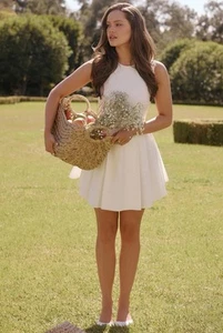HOUSE OF CB 'Claretta' White Pleated Cotton Mini Dress/Size S-US 4-6/BA2540 - Picture 1 of 6