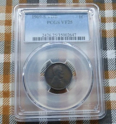 1909 S VDB PCGS VF 25 Lincoln Wheat Cent, Key Date, V.D.B., Woody Reverse - Image 1 of 4