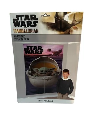 Kit de decoración de pared de fotos de Star Wars The Mandalorian set de escena de fiesta de cumpleaños Foto 1 de 4