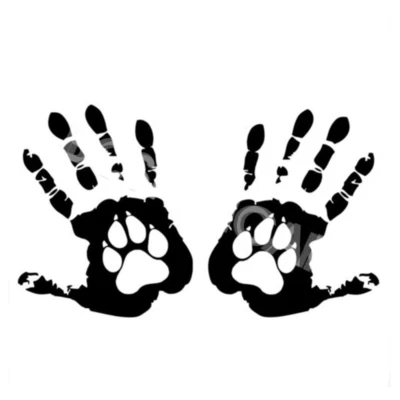 2 piezas calcomanías de vinilo gráficas con estampado de pata de perro palma pegatinas laterales decoración hágalo usted mismo Foto 1 de 4