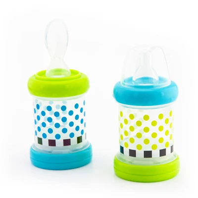 Baby Food Nurser – 4+ Months Set of 2- 4Oz 100% Silicone Nipple and Spoon Bpa-Fr - Imagem 1 de 4