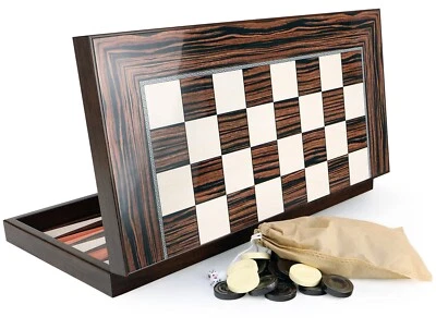 Wunderschöne Classic Ebenholz Optik Backgammon Tavla XXL - Bild 1 von 4