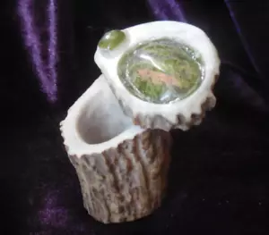 Unakite Shell Antler Secret Stash Box Cruelty Free Trinket Case Keepsake Box  - Picture 1 of 7