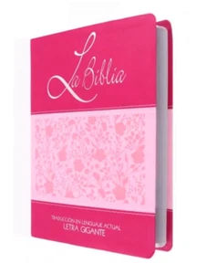 Biblia en Lenguaje Actual Letra TLA Gigante Imitacion Piel Rosado Duotono - Picture 1 of 9