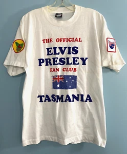 Camisa De Colección Oficial Elvis Presley Fan Club Tasmania Australia SS Parches Hágalo Usted Mismo LG - Imagen 1 de 21