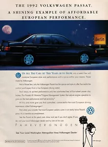 1992 Volkswagen Passat "A Shining Example" Original Color Ad - Picture 1 of 1