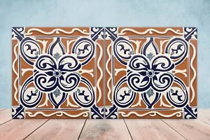 Azulejos de pared de cerámica griega - Juego de 2 azulejos de arte de cerámica para salpicadero de cocina para baño - Imagen 1 de 3
