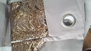 NEXT Blackout Gunmetal Grey Sequin Glamour Lined Eyelet Curtains W 53" x 54" D - Picture 1 of 15