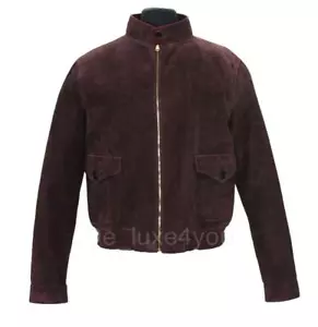New Gucci Men's Goat Suede Brown / Plum Bomber Jacket It. 54 - US 44 - Picture 1 of 10