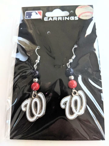 Washington Nationals MLB Bead Dangle Earrings, Baseball Jewelry Cover