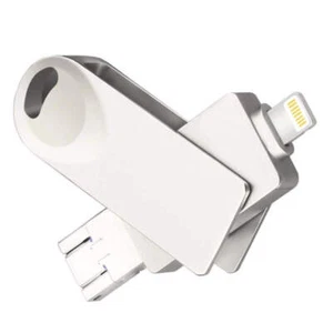 S29 Disque Flash 3 en 1 256 Go Micro USB + USB + 8 Broches Interface Métal Twister, 256 - Photo 1/10