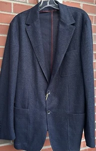 Canali Herren Leinen Baumwolle Unstrukturiert Sakko Blau Fischgrät Gr. 58 Neu mit Etikett Italy - Bild 1 von 10