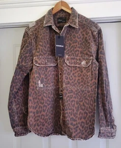 Zara Man Cheetah Print Distressed Denim Overshirt - Size EU M / US 40 - NEW - Picture 1 of 6
