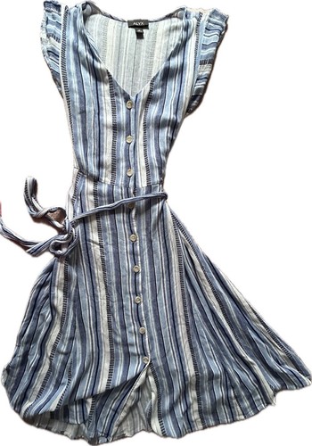 Abito a righe maxi manica flutter vita abbottonata cintura blu bianco ALYX taglia 12 o