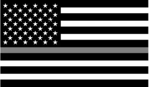1 - 3" Thin SILVER Line BLACK WHITE American Flag Corrections Officer Sticker R - Picture 1 of 1
