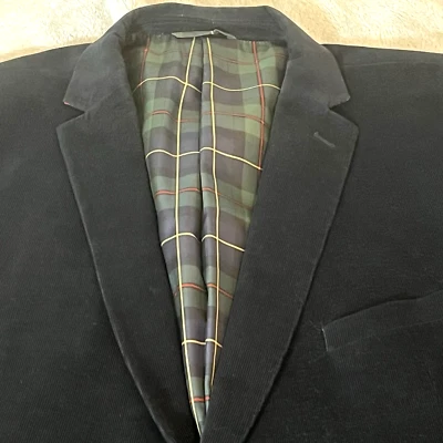 Abrigo deportivo de pana Polo Assn para hombre 2 botones algodón talla 52L parche profesor azul marino Foto 1 de 4