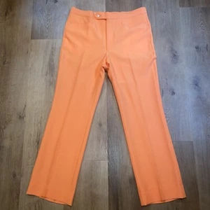 Vtg 60s 70s Pants Polyester Orange Disco Leisure Suit Hippy Sansabelt Mens 38 31 - Picture 1 of 12