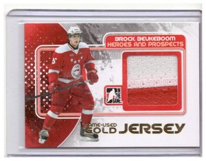 Brock Beukeboom 2010-11 ITG Heroes & Prospects Game Used Jersey Gold Card #M-06