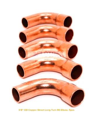 FLOTREK 3/8" OD HVAC Copper Street Long Radius LR 90 , W02809 / C272-0002 , Pack of (5)