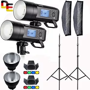 2pcs Godox AD400Pro 400Ws 2,4G X System TTL Blitz + 35*160CM Softbox +2M Ständer - Bild 1 von 12