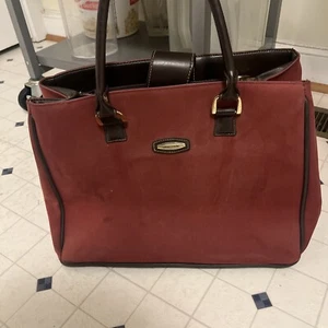 Pierre Cardin Vintage Large Suede Burgundy Tote Purse Travel Bag. - Picture 1 of 5