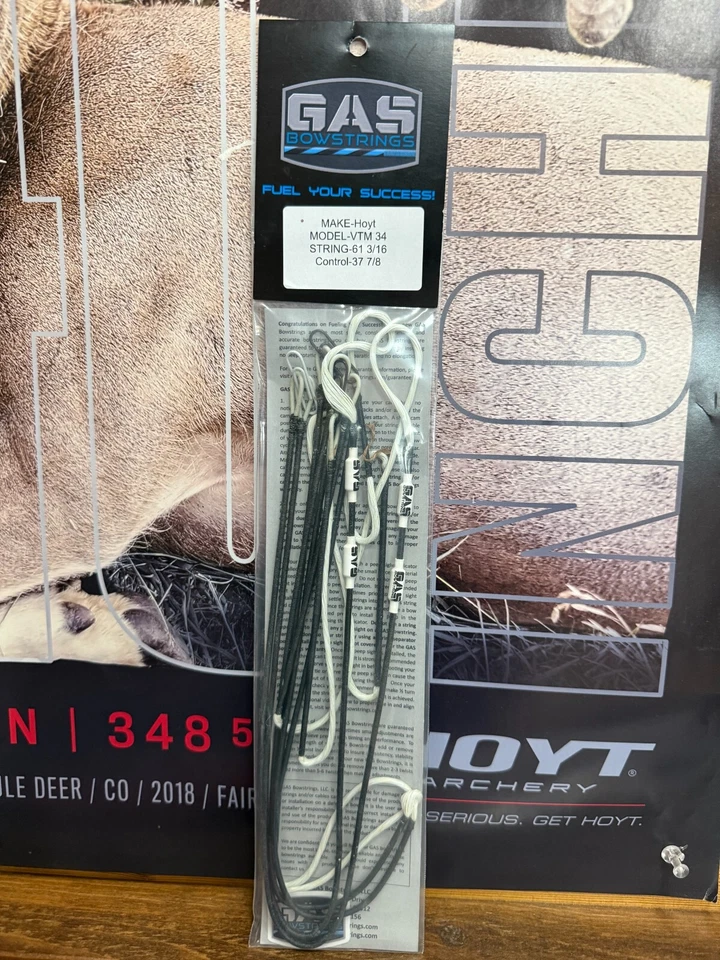 Gas Bowstrings Hoyt VTM 34 Ghost White Strings With Black Speed Nocks - Image 1 of 1